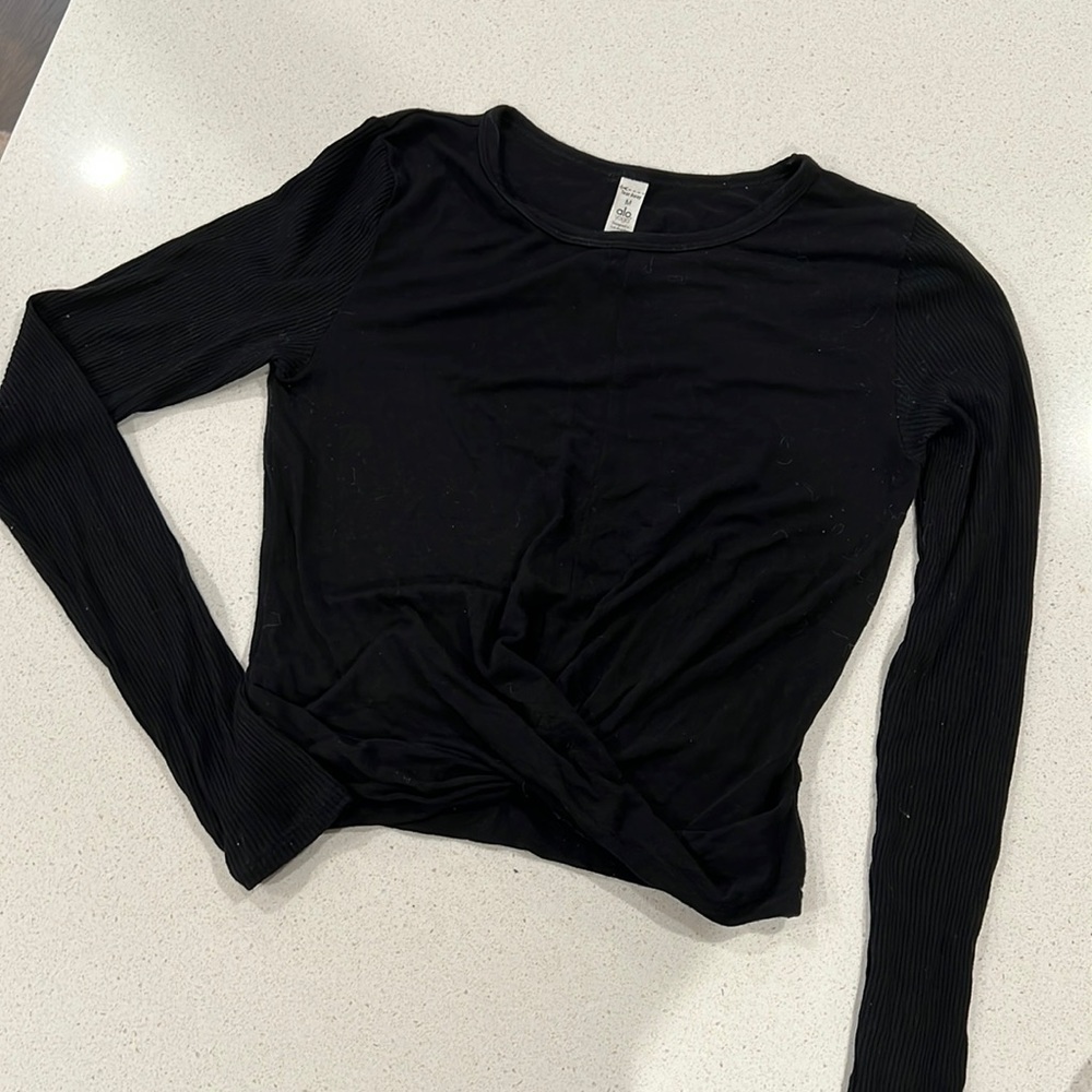Alo Yoga cross-front long-sleeve crop top